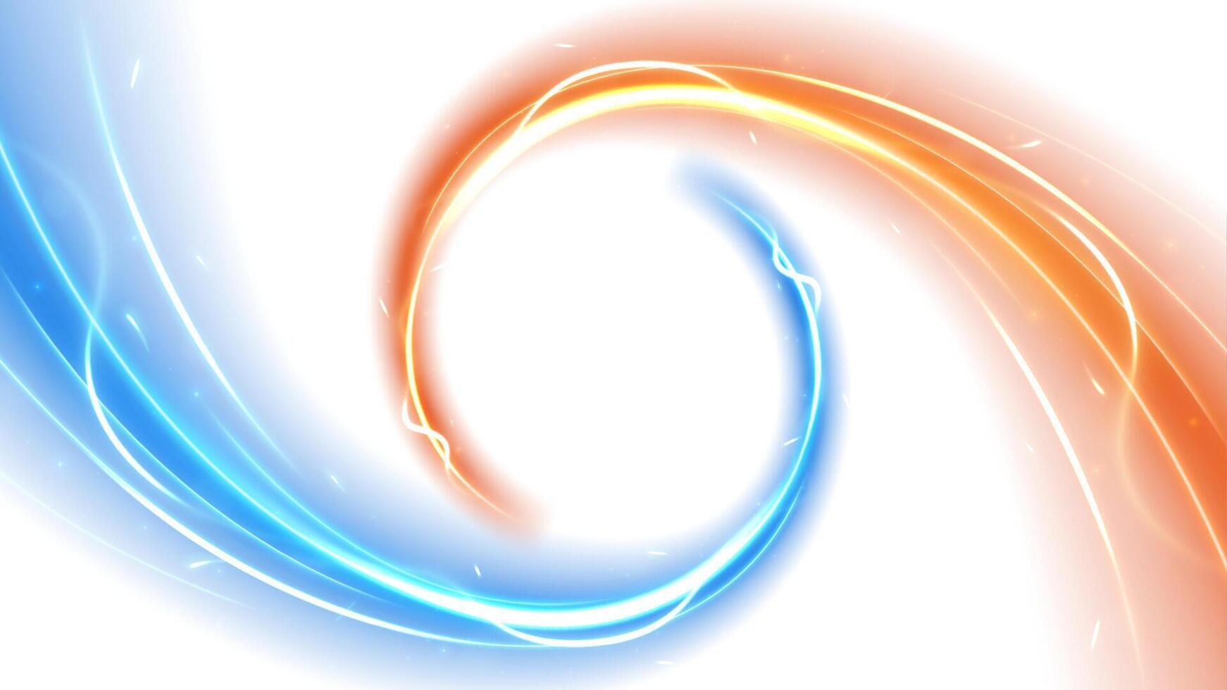 Blue and Orange Light Trails Motion Effect Isolated on White Background, Illustration vector