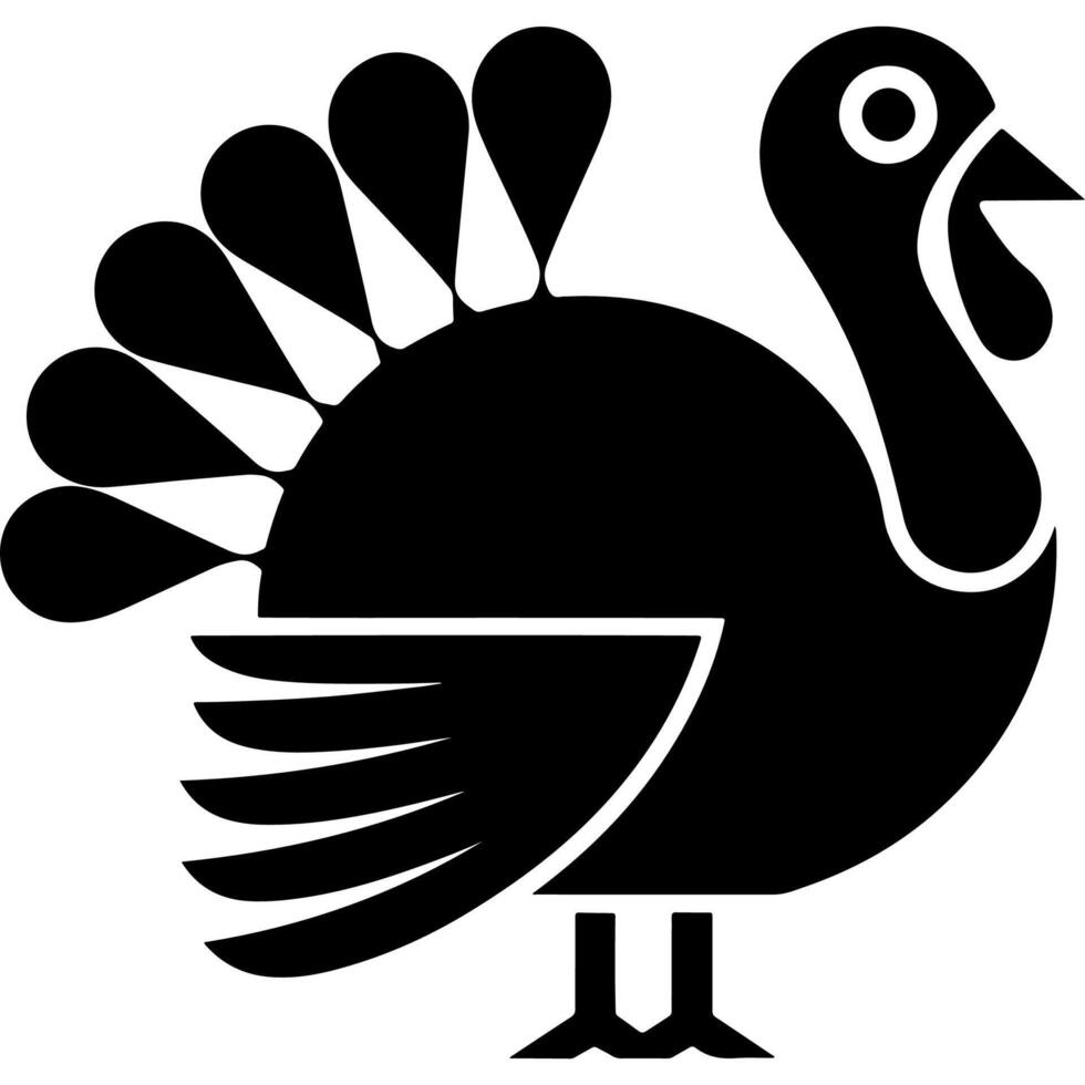 Bold minimalist turkey silhouette with feather details vector