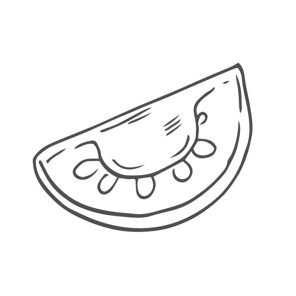Doodle tomato slice hand drawn sketch vector