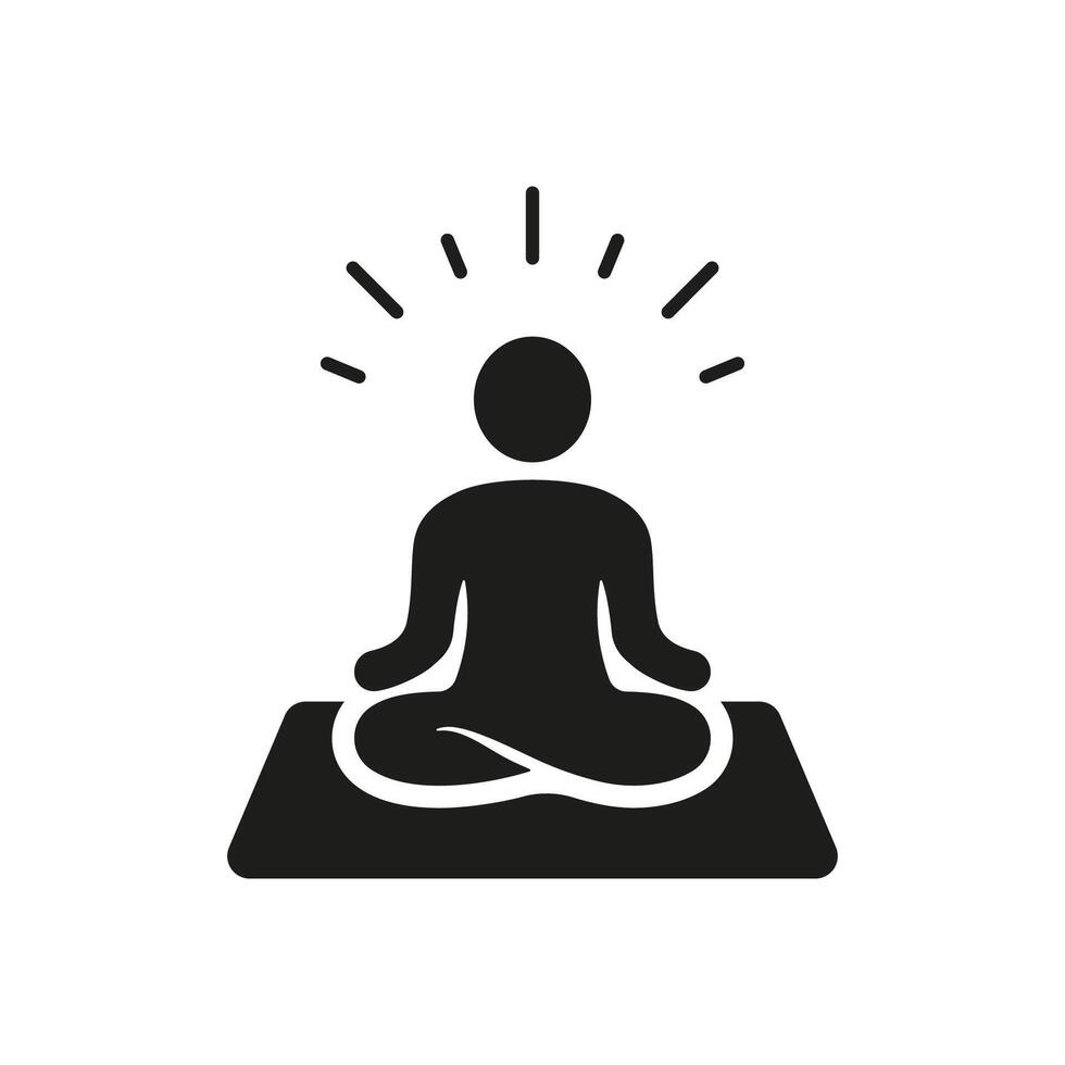 Person Sit in Lotus Pose Sign. Yoga, Wellness, Body Exercise Silhouette Icon. Human Meditate and Relax Solid Symbol. Isolated Illustration vector