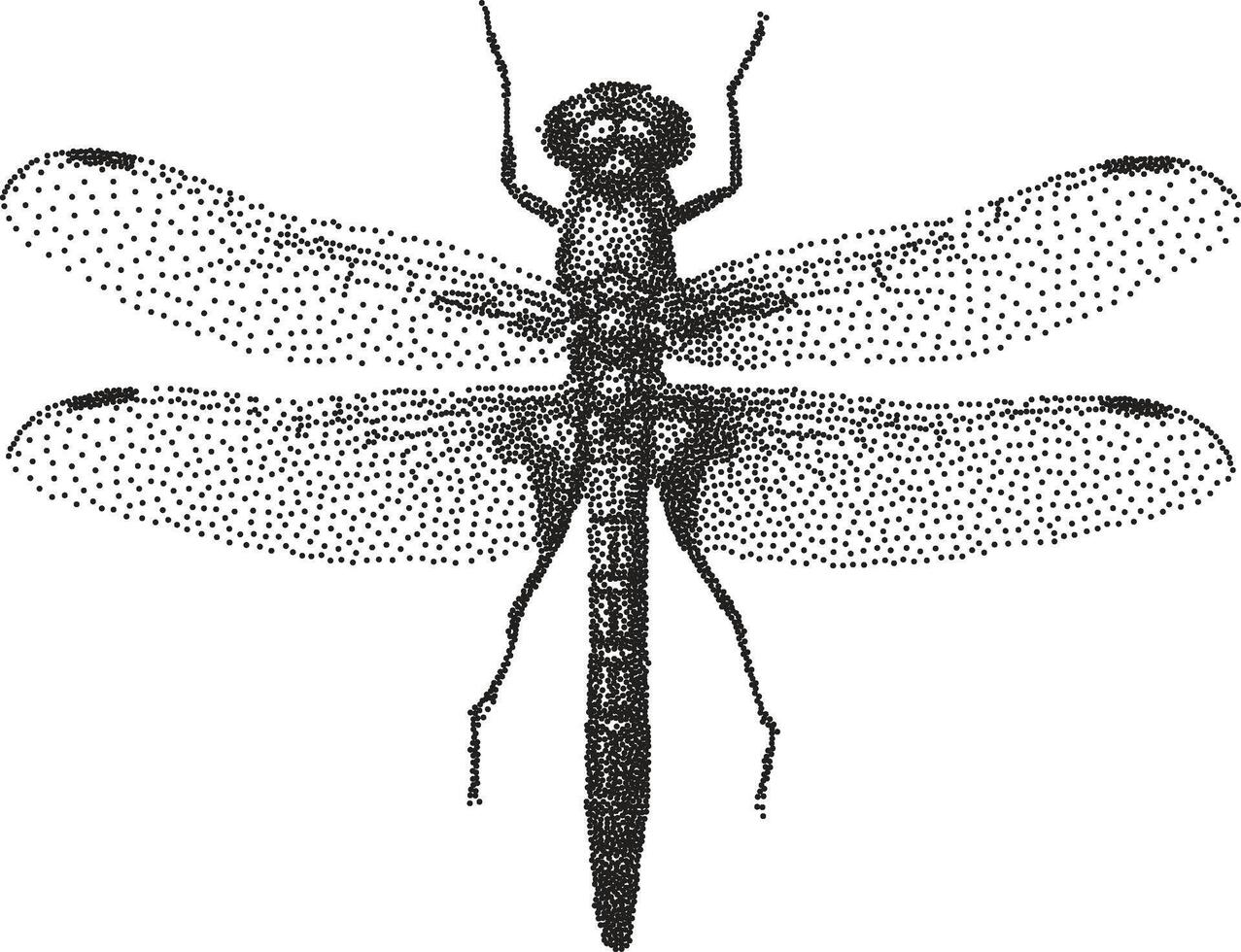 Grunge bitmap halftone stipple engraved effect dragonfly y2k punk collage design element vector