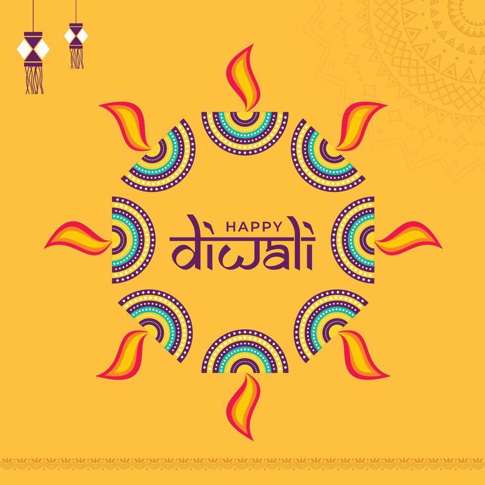 Happy Diwali Decorative Festival Card Design vector