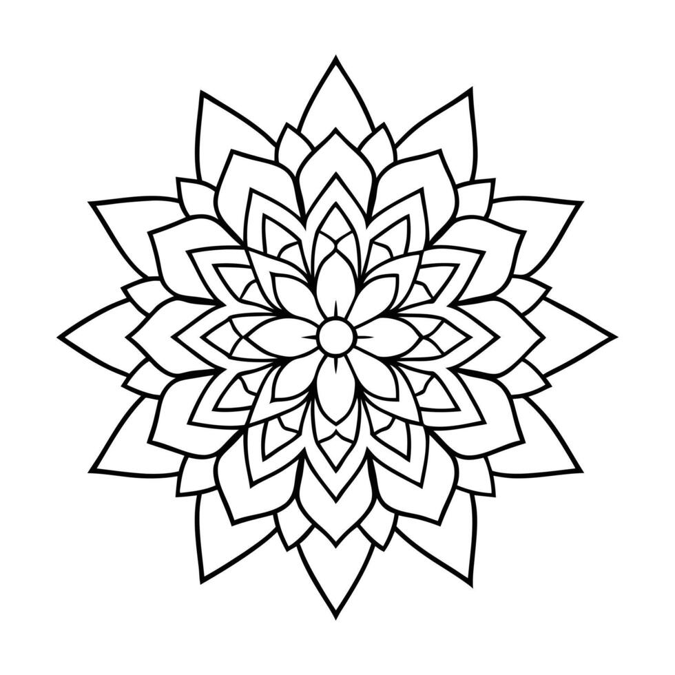 Symmetrical Mandala Line Art Design vector
