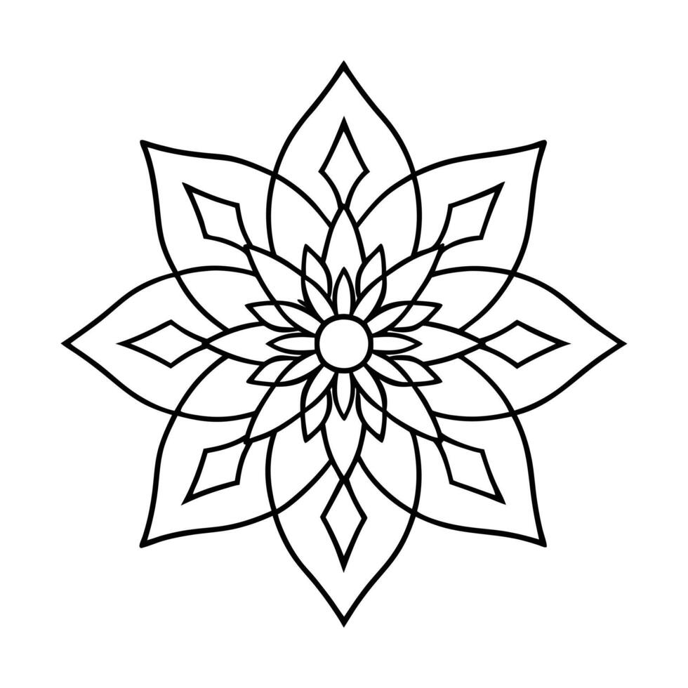 Mandala Line Art with Lotus Design vector