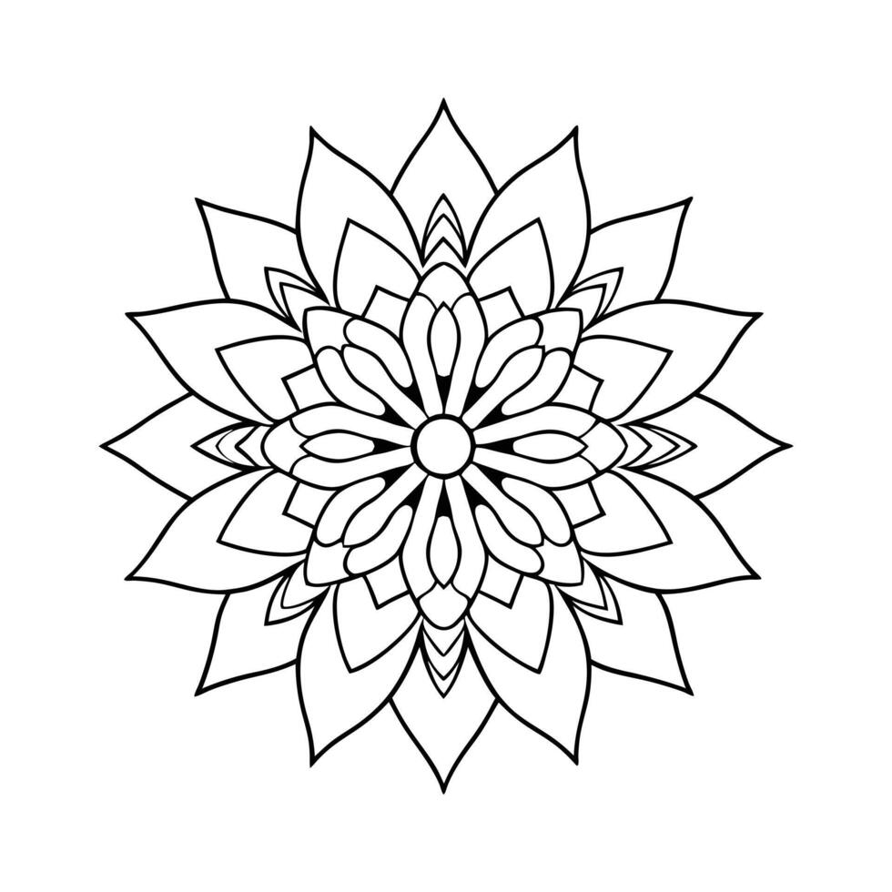 Elegant Mandala Line Art with Floral Pattern vector