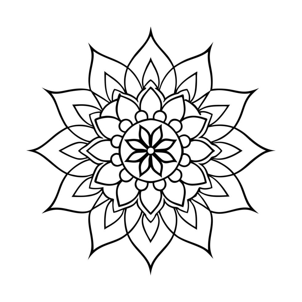 Mandala Line Art with Circular Motif vector