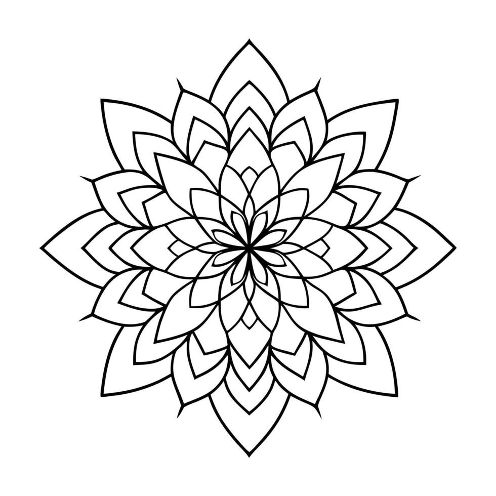 Mandala Line Art with Flowing Shapes vector