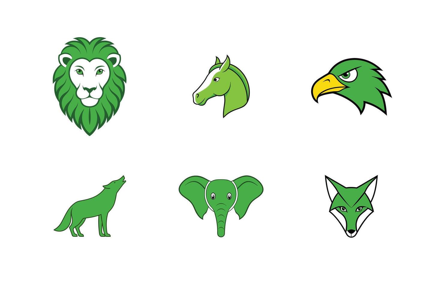 Outline Animal Heads Collection vector
