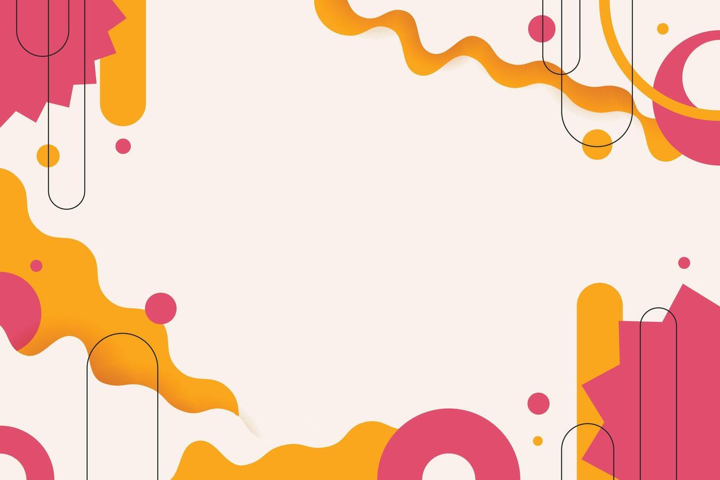 Geometric abstract shape background. Yellow, Red, White color. Trendy design element. Brutalism style. vector