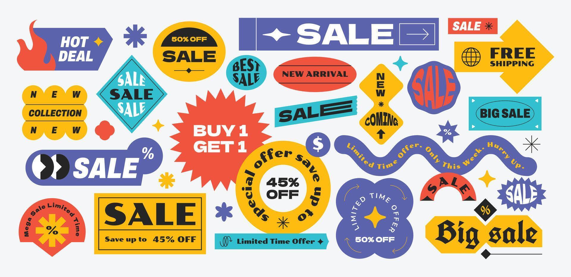 Set of sale label promotion. Sticker tag sale special offer. Banner discount social media. vector
