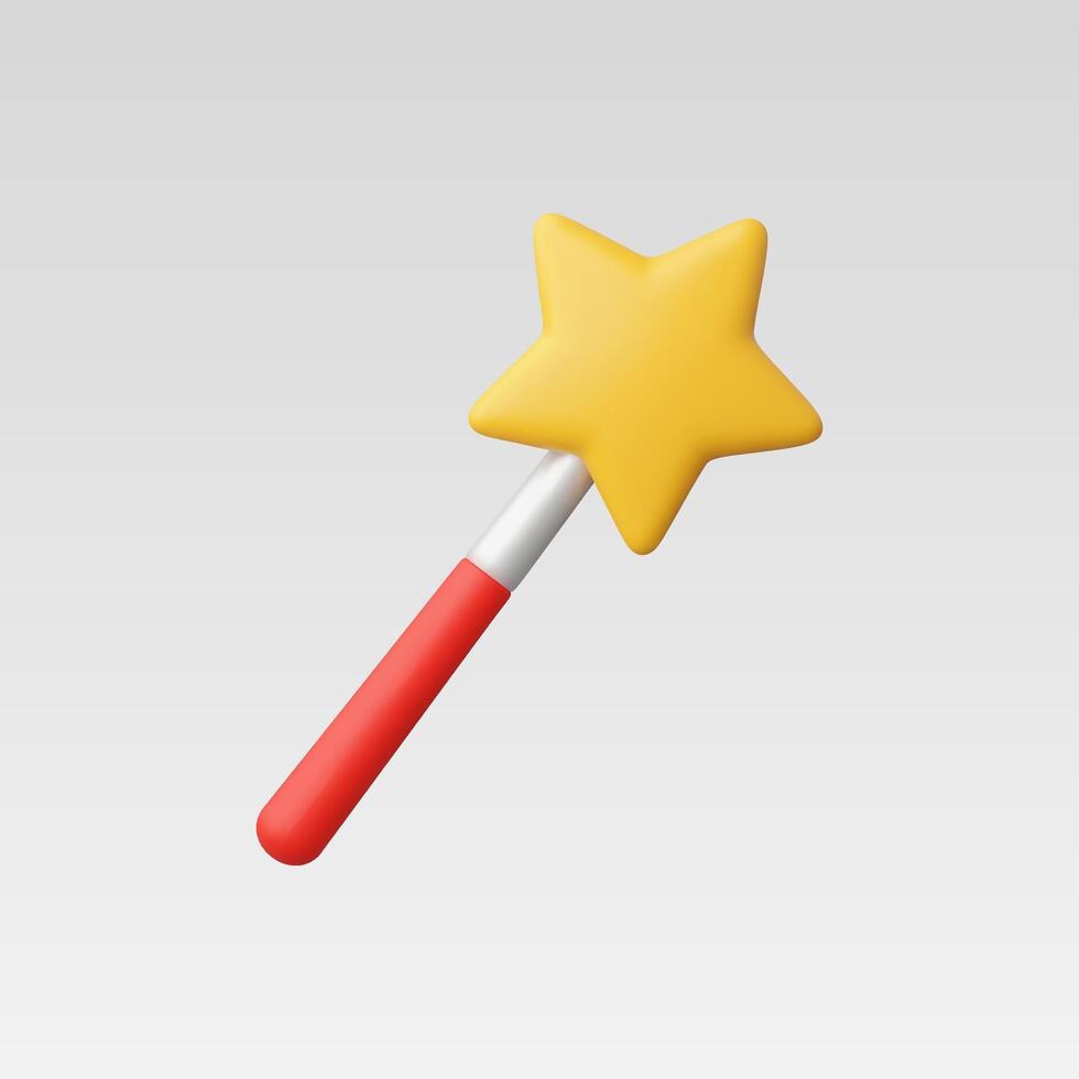 3d Realistic Magic wand stick with star illustration vector