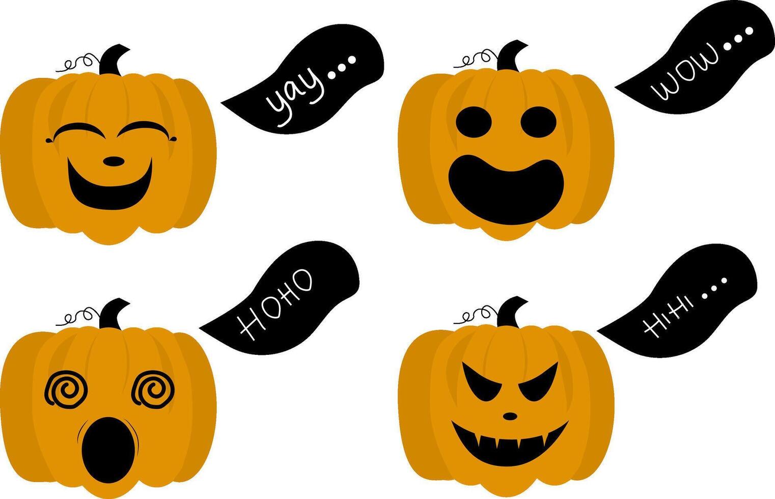 Set of halloween pumpkins vector