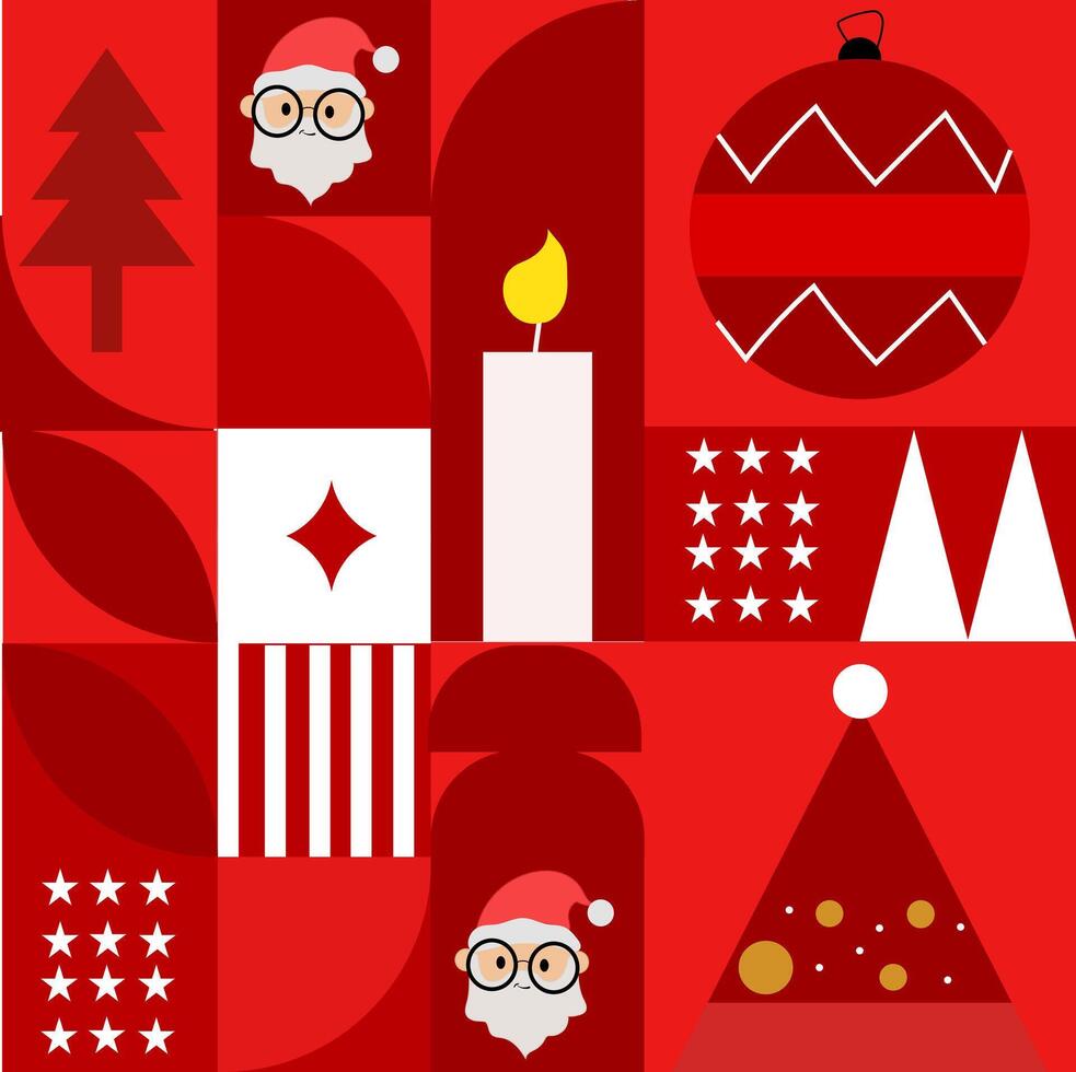 santa claus and christmas tree, christmas card with christmas tree, Modern abstract geometric christmas invitation card contemporary geometric christmas template vector