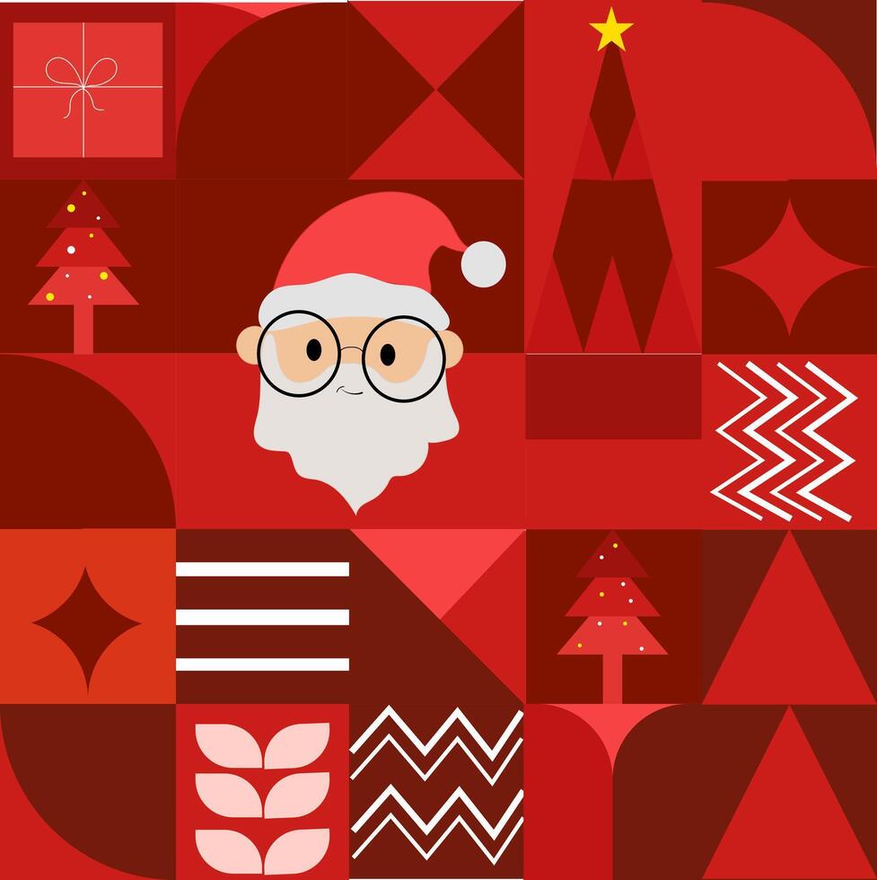 christmas card with christmas tree, Happy Christmas poster, flat christmas template vector