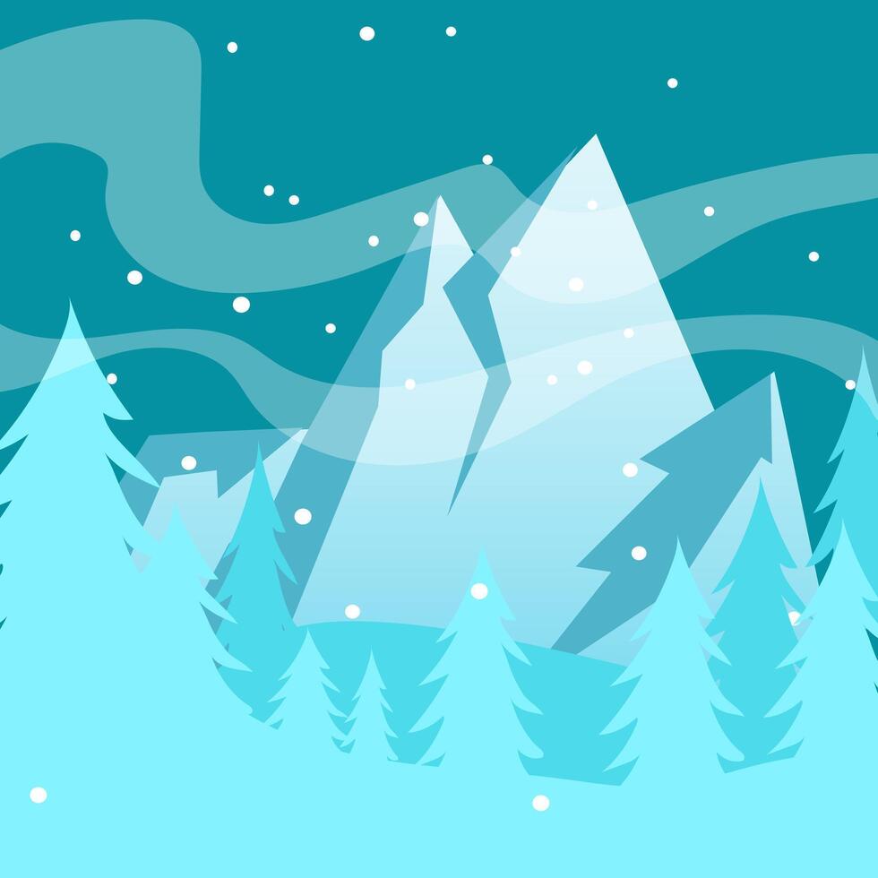 winter landscape with snow and tree, Hand drawn winter landscape vector