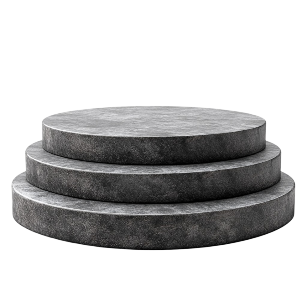 Stack of Three Concrete Steps on Transparent Background png