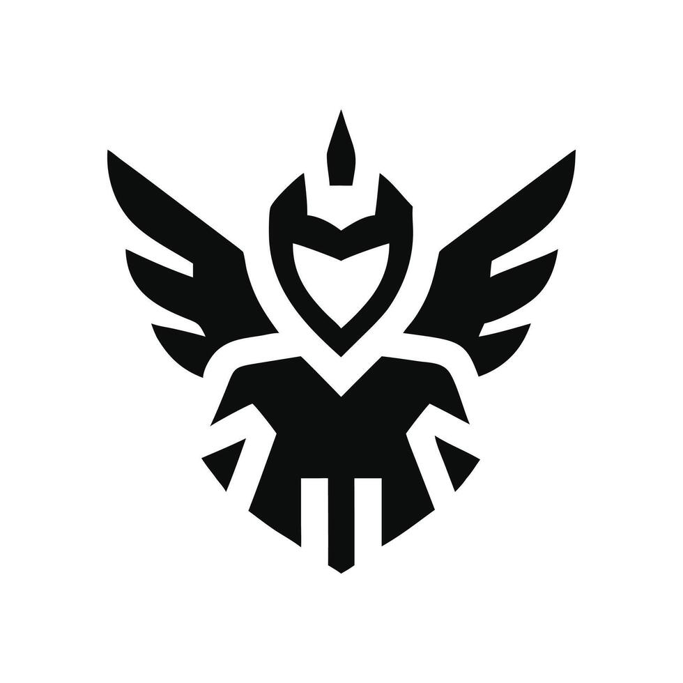 A black and white logo with wings on it vector