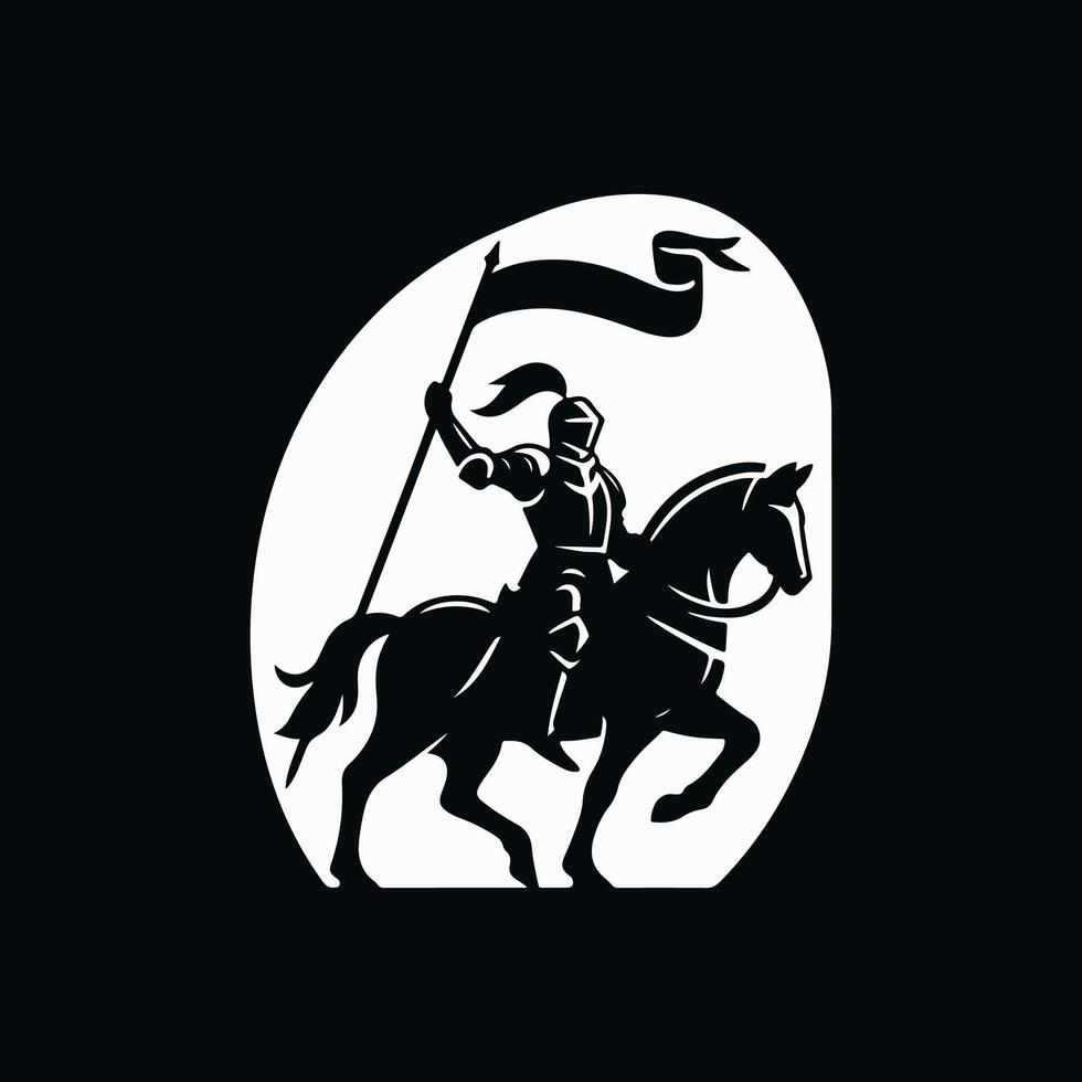 A knight on horseback with a flag vector