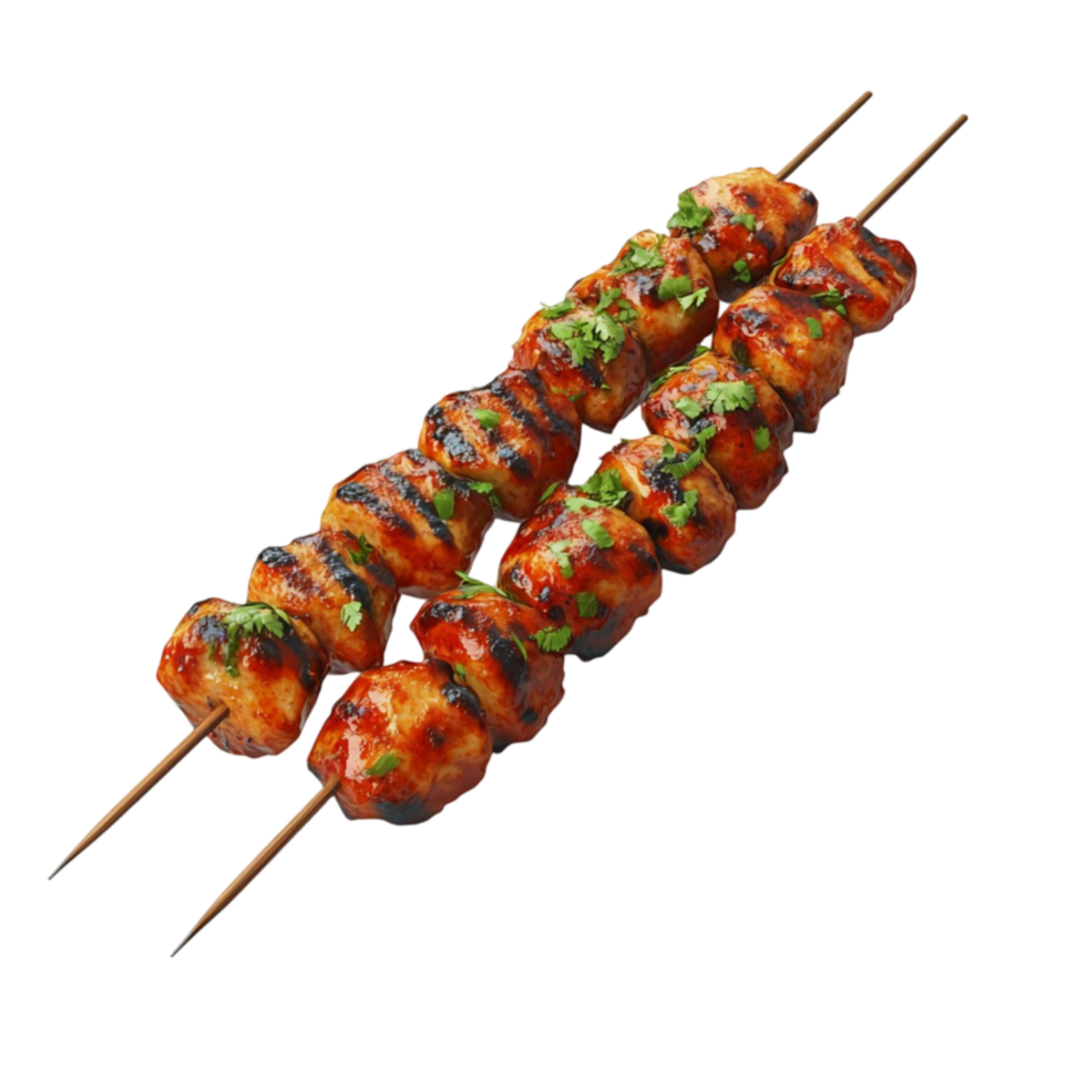 Chicken Skewers with Sauce on Transparent Background png