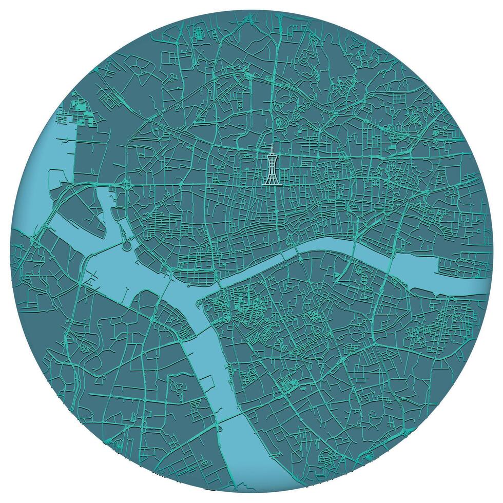 Guangzhou China,accurate street art map,city center in circle shape, image vector