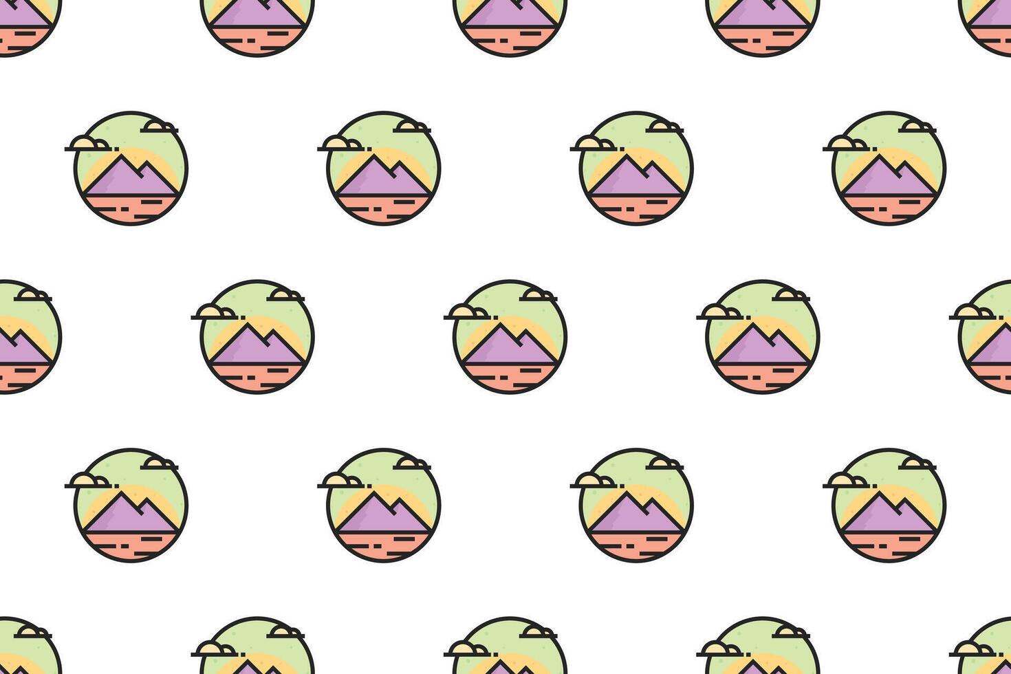 Landscape icon seamless pattern background template vector