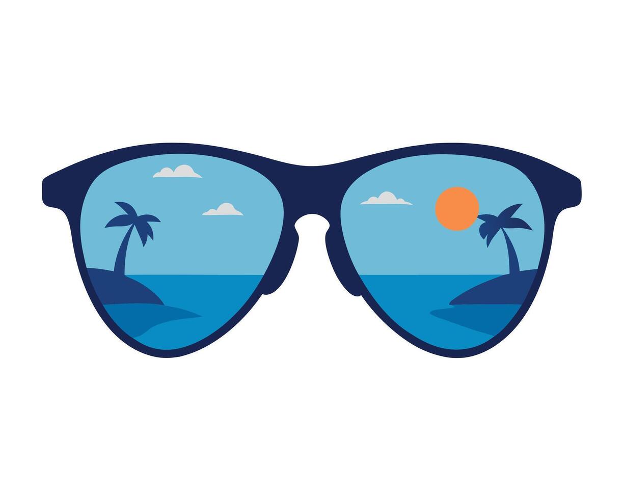 Ocean Sunset Reflection in Sunglasses vector