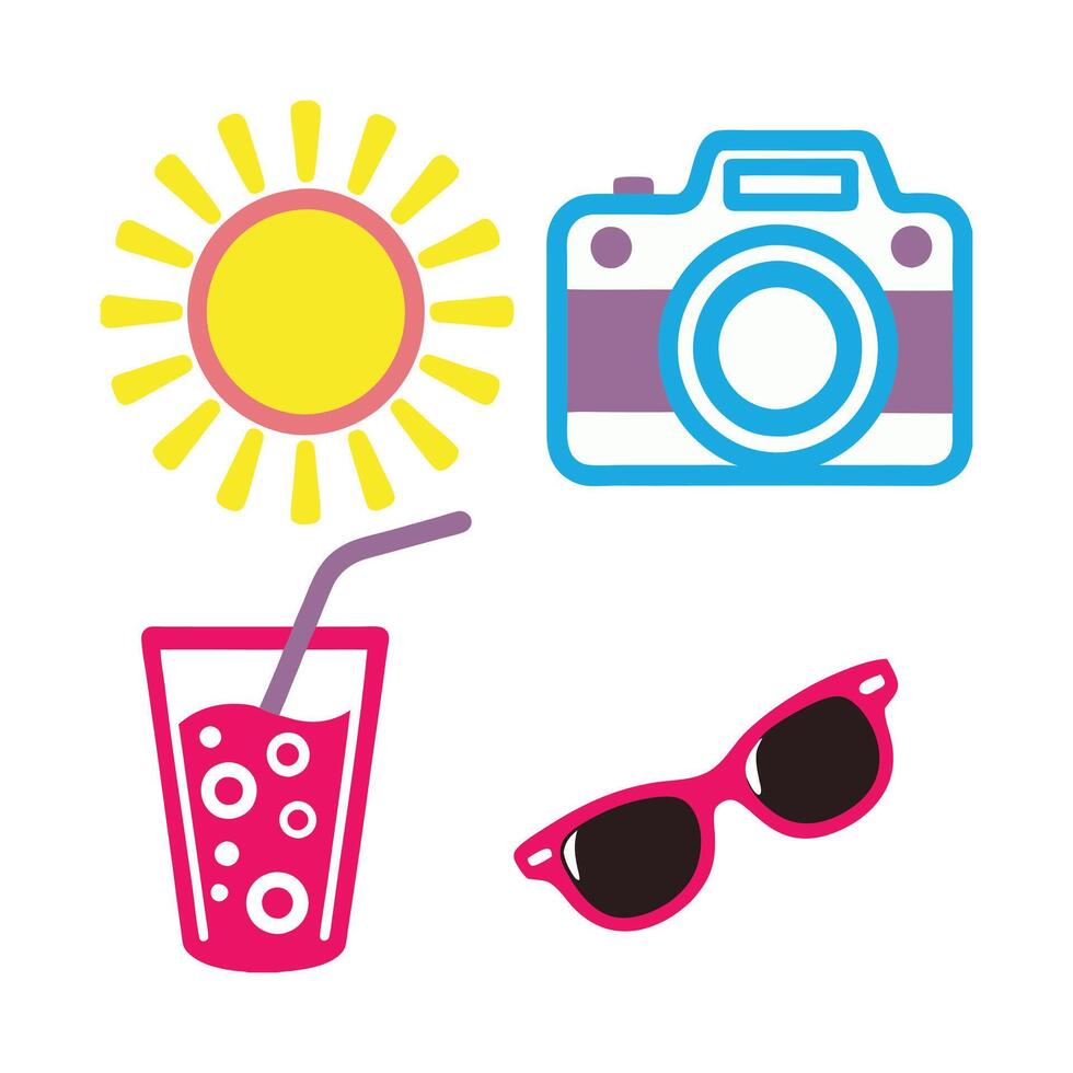 Colorful Summer Essentials Design vector