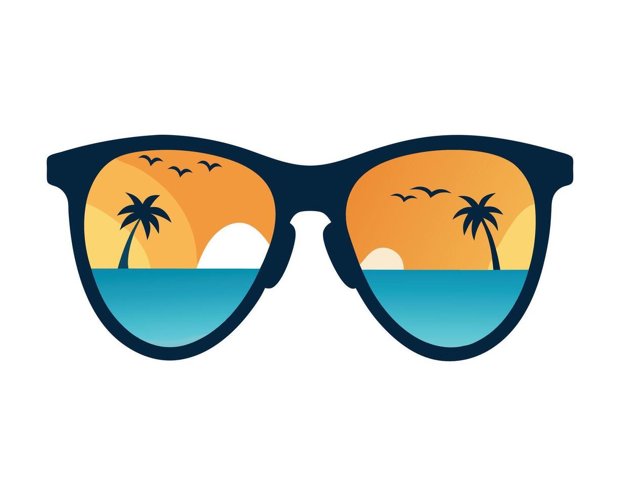 Cool Sunglasses with Beach View Illustration vector