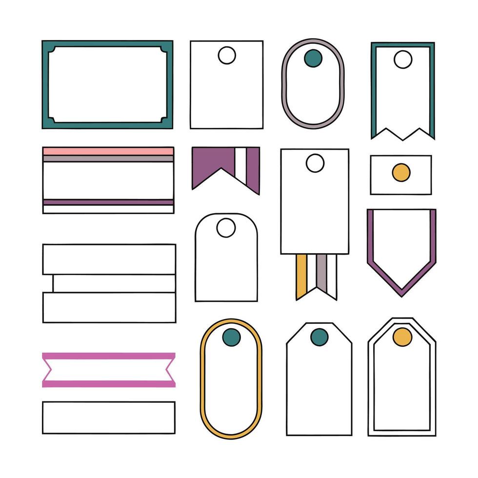 Set of Modern Tags and Labels in Minimal Style vector