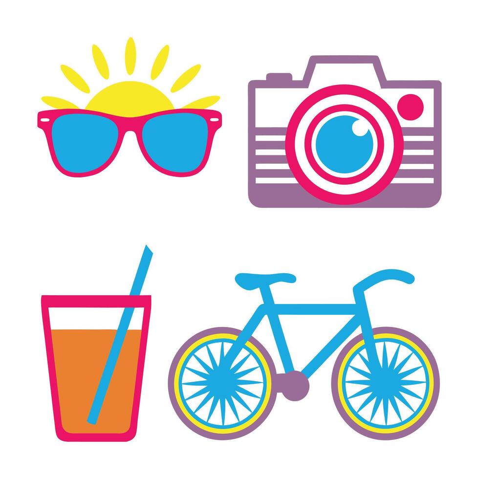 Creative and Colorful Summer Icons Set vector