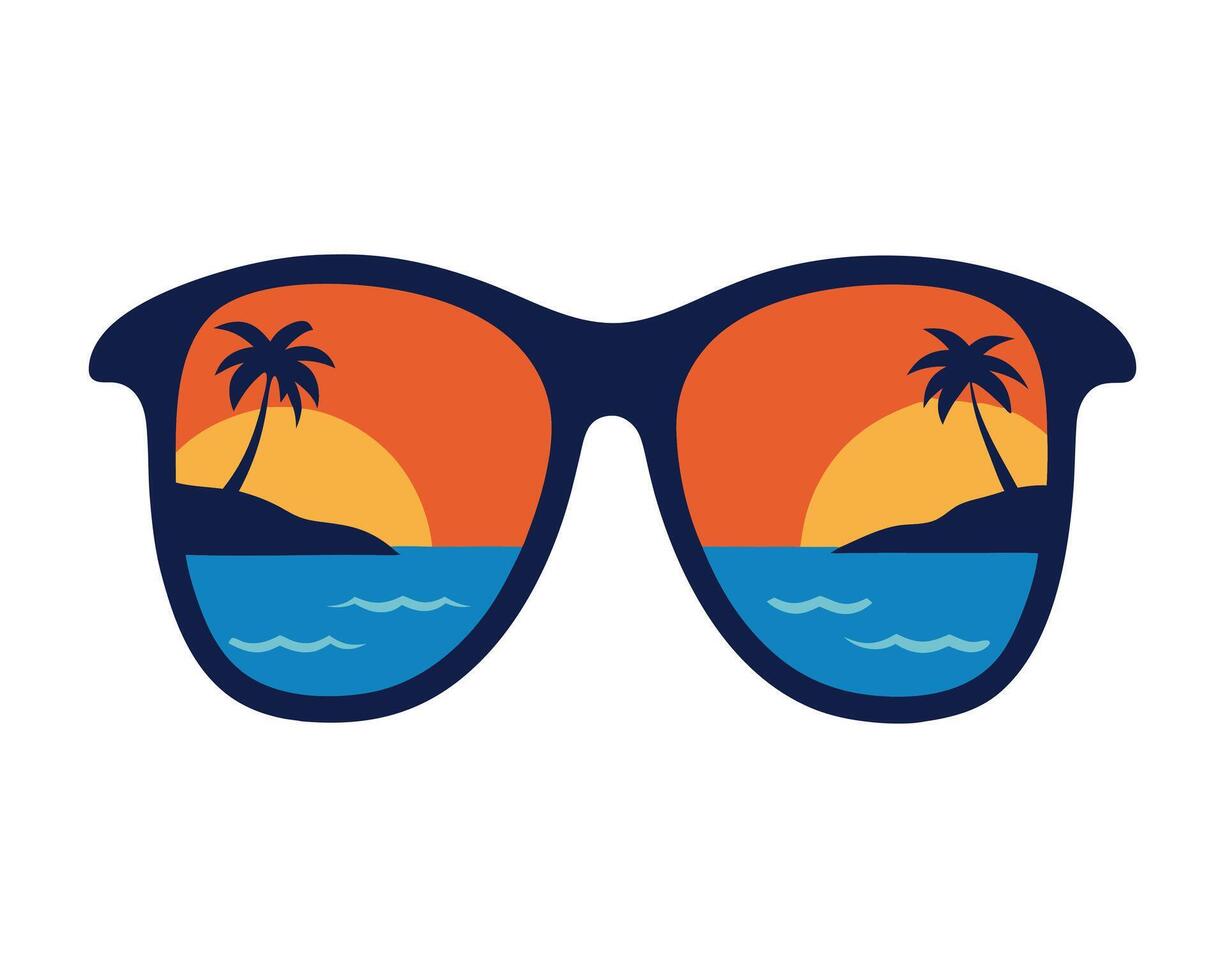 Beach View Through Sunglasses Illustration vector