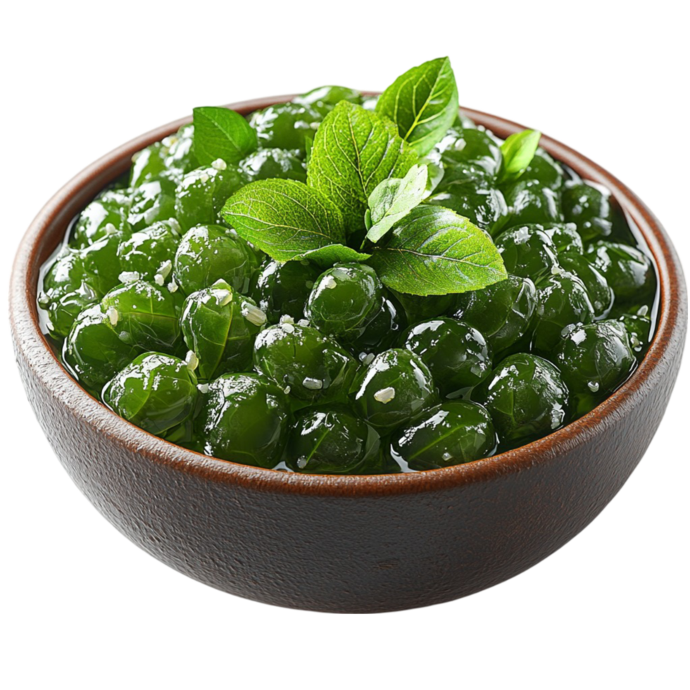 Green Mint Jelly in a Bowl on Transparent Background png