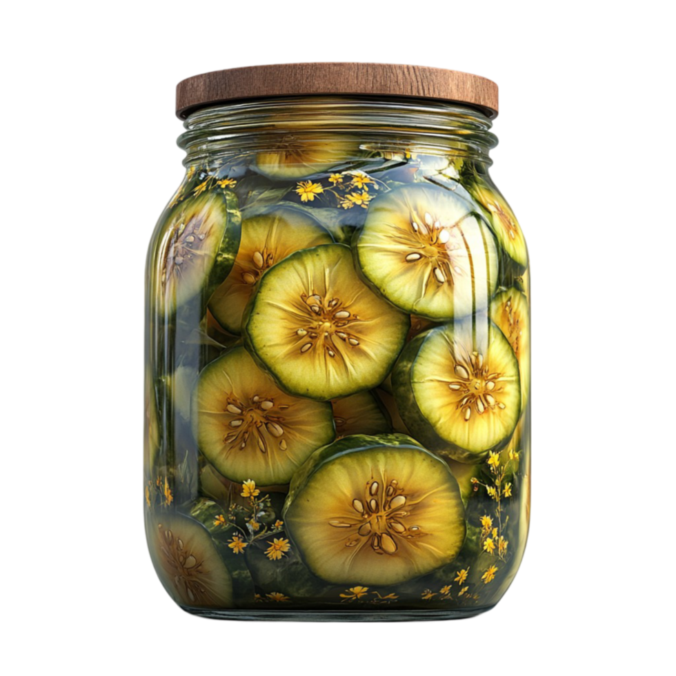 Jar Filled with Fresh Cucumbers on Transparent Background png