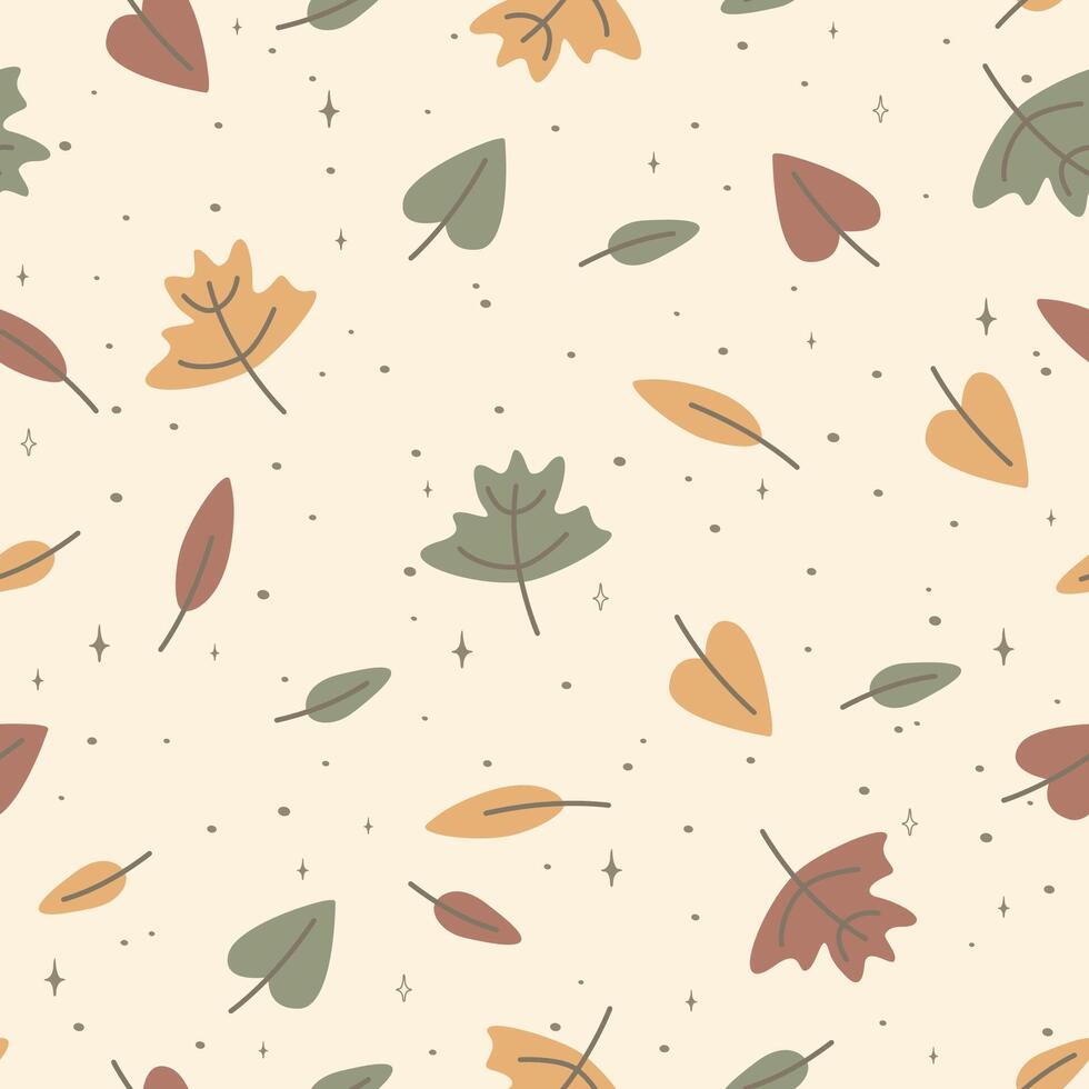Seamless pattern with colorful autumn leaves. Falling leaf in the forest seamless background vector