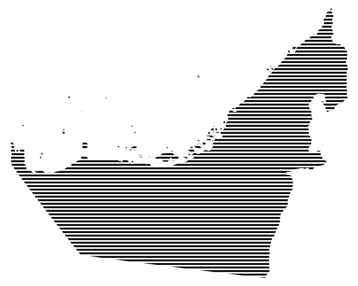 United Arab Emirates map with lined pattern illustration vector