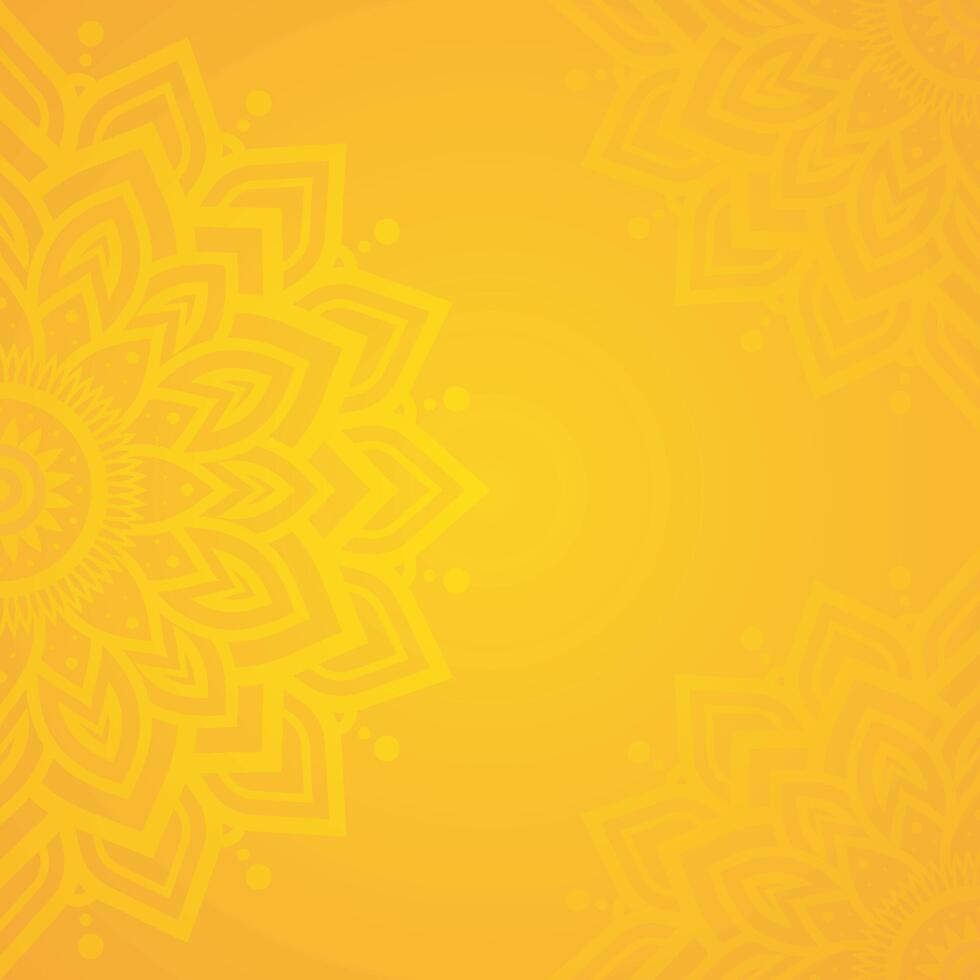 Elegant golden mandala pattern on a soft yellow gradient background, featuring subtle floral designs and a warm ambiance vector