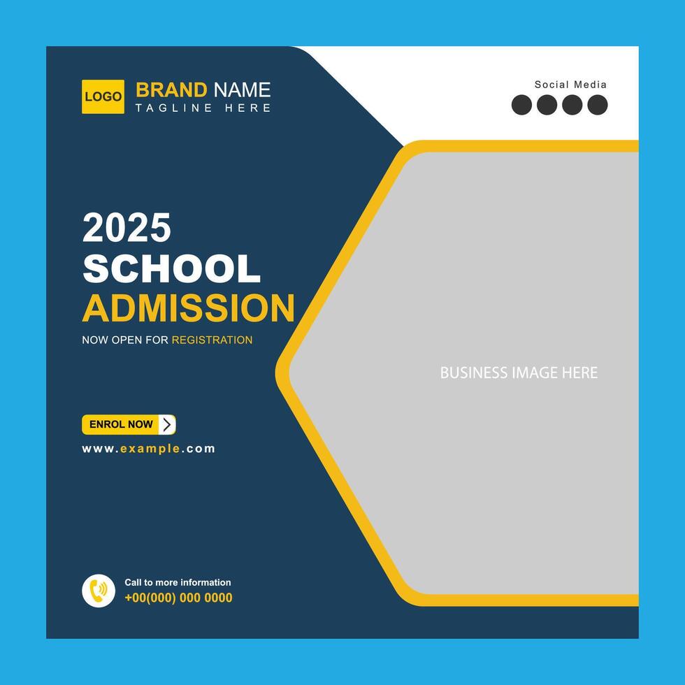 Social Media Post Template Design for School Admission vector