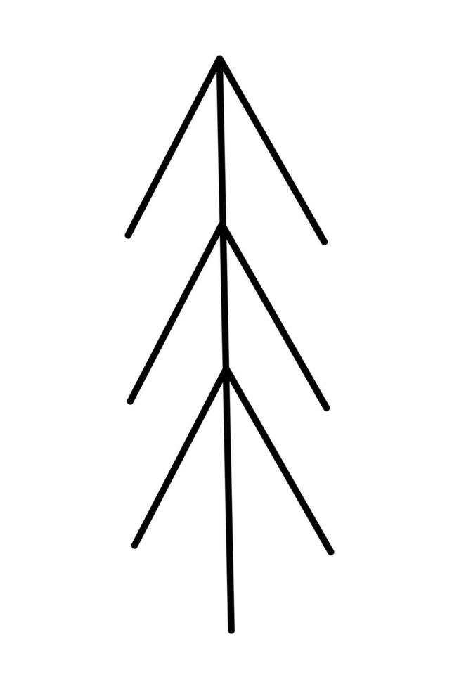 Doodle spruce tree. Black and white clipart illustration. vector