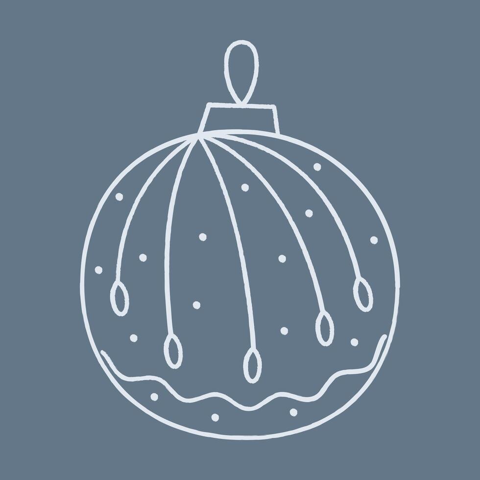 Doodle Christmas ball with abstract pattern and wave shape. Color clipart illustration. vector