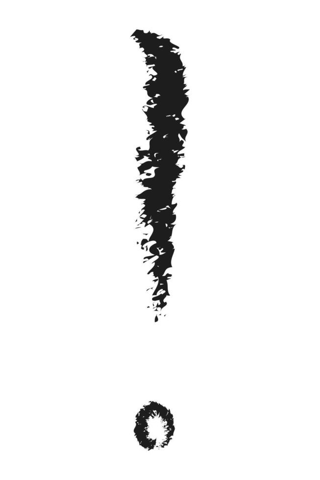 Charcoal exclamation mark. Doodle hand drawn. vector
