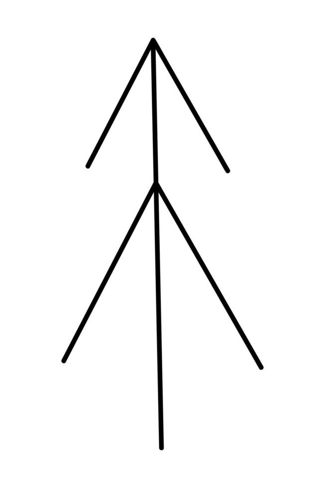 Spruce tree. Doodle black and white clipart illustration. vector
