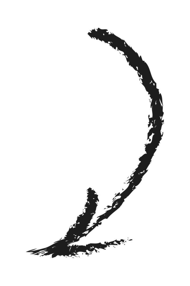 Charcoal arc shaped down arrow. vector