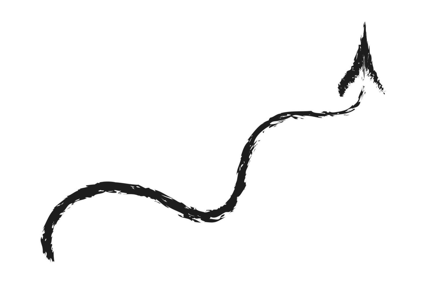 Wavy arrow up. Hand drawn charcoal arrow. vector