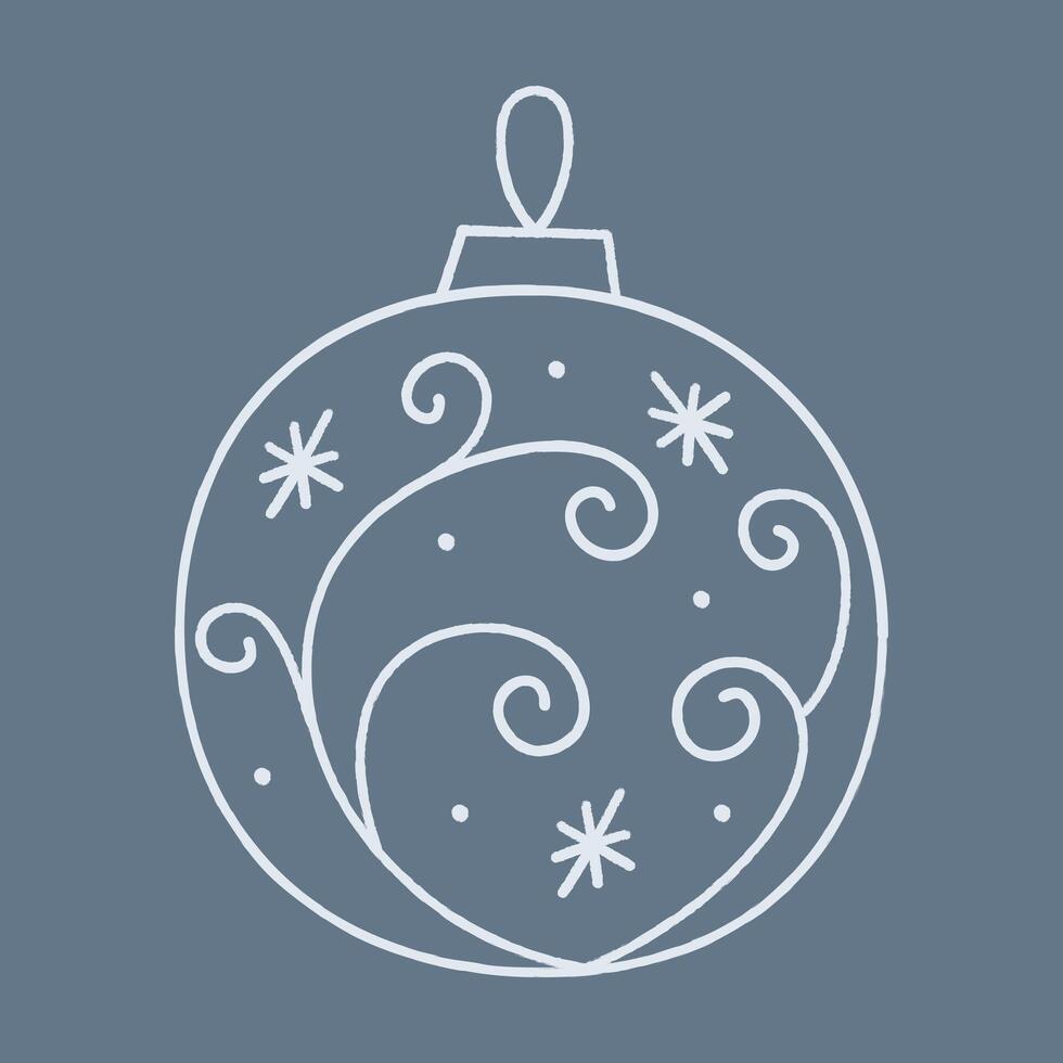 Doodle Christmas ball with abstract pattern, circles and snowflakes. Color clipart illustration. vector