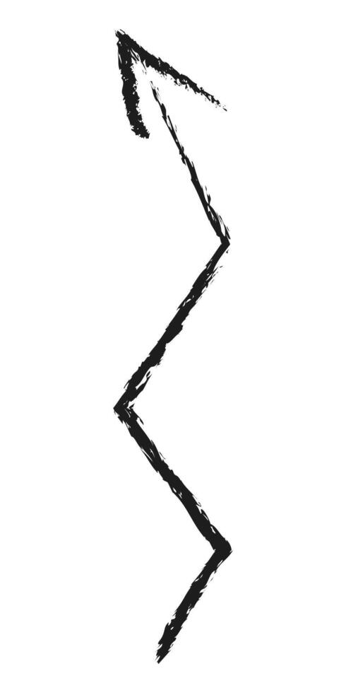 Zigzag arrow up. Hand drawn charcoal arrow. vector