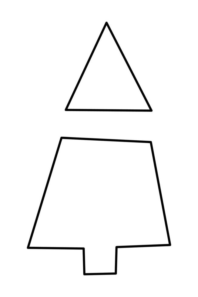 Contour spruce in two parts. Doodle black and white clipart illustration. vector