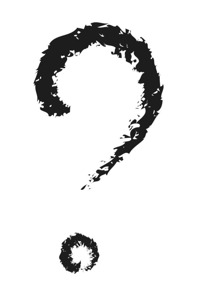 Charcoal question mark. Doodle hand drawn. vector