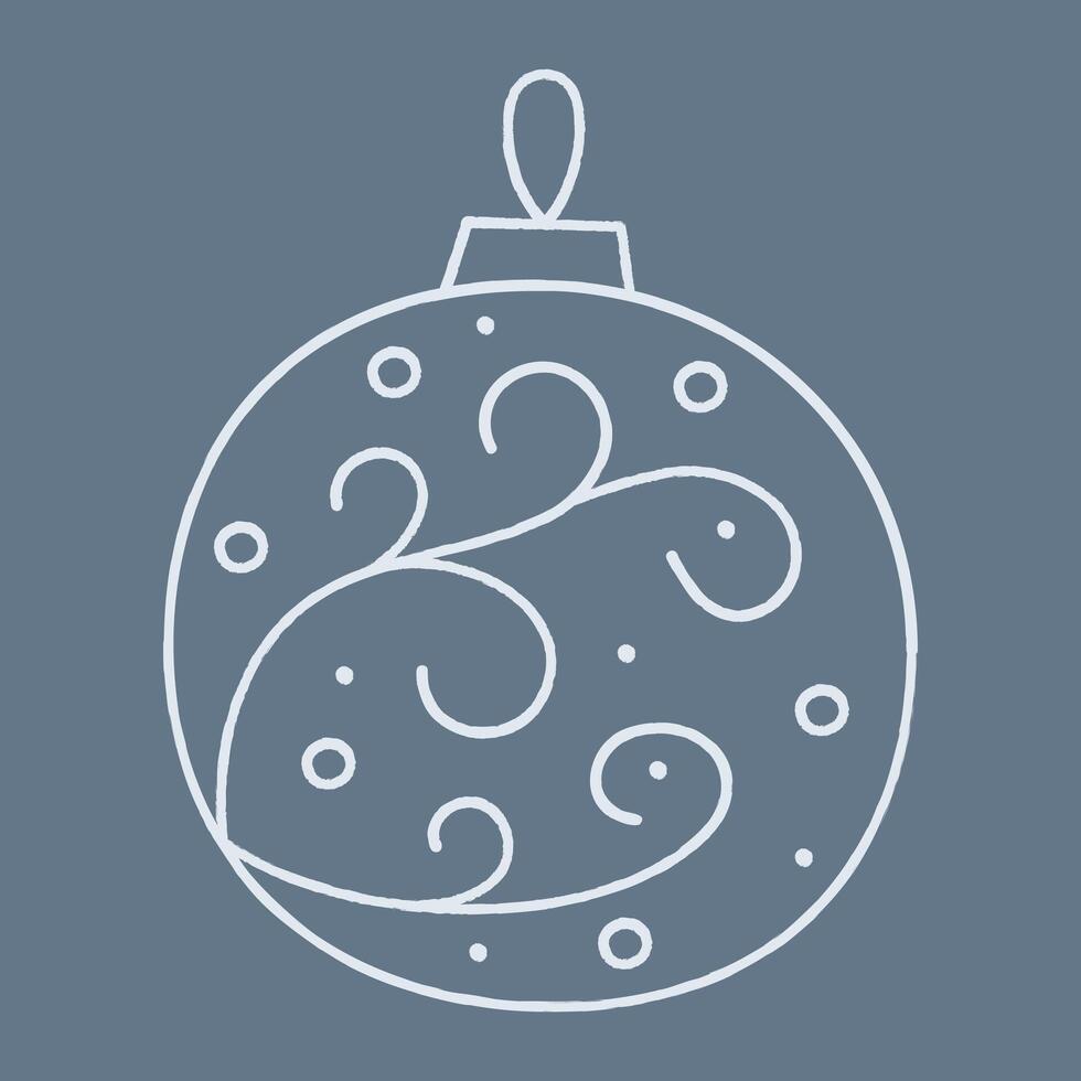 Doodle Christmas ball with abstract pattern and circles. Color clipart illustration. vector