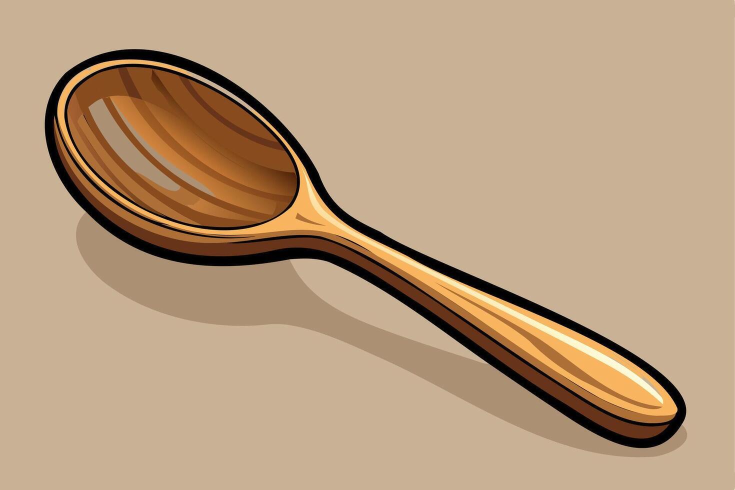 Wooden spoon. Kitchen cooking wood ladle. Cartoon food utensil, spatula kitchenware equipment vector