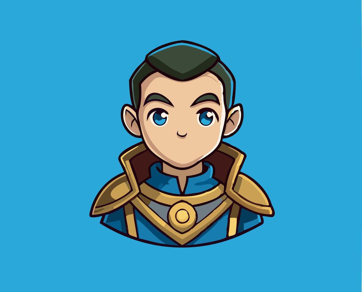 Prince avatar. Knight character. Fairy tale fantasy character. Cartoon elf sorcerer vector